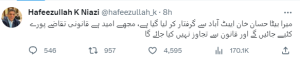 hafeezullah niazai tweet Islamabad 51