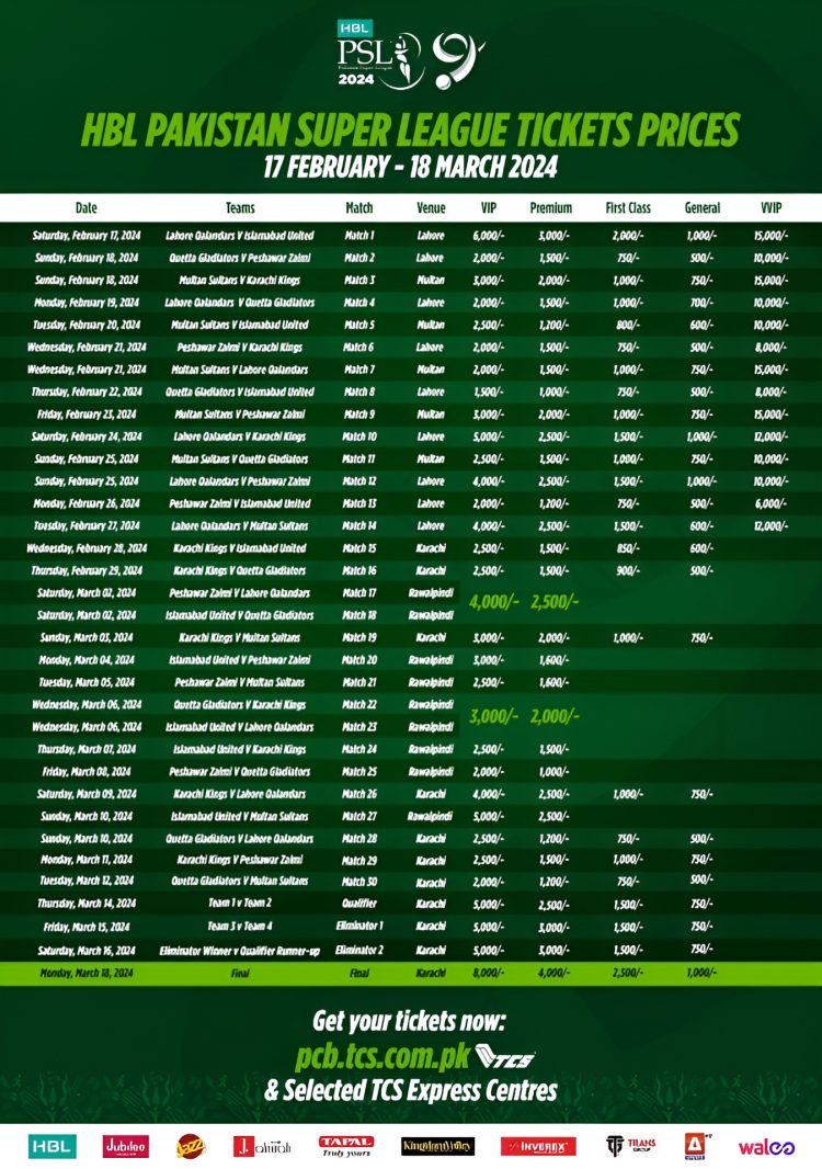 HBL PSL 2024 Online Ticket Prices and Venue Details Revealed Islamabad 51