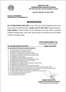 Public holiday in karachi notification