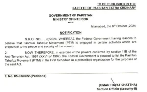 notification of ptm banned