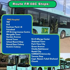 Islamabad CDA Electric Bus Route Map FR-08C 