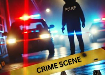 Restricted with a police tape on Crime Scene