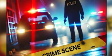 Restricted with a police tape on Crime Scene