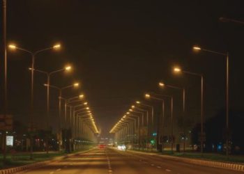 Image of Street Lights on Empty Road