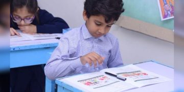 Image Show Student Busy in Classroom