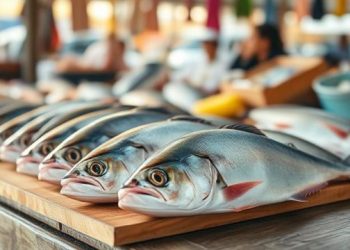 Fishes Display on Table in Bazar