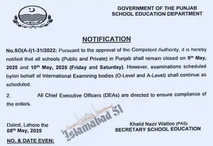 Punjab announces holidays for schools, colleges on May 9-10; notification issued 2 Notification Picture