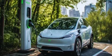 Electric Car on Charging Station
