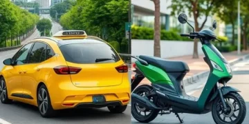 Image of EV Taxi and Bike (Scooter)