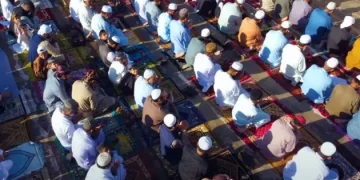 Image of Prayer in Mosque during Namaz