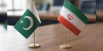 Pakistan Iran Flags on Table